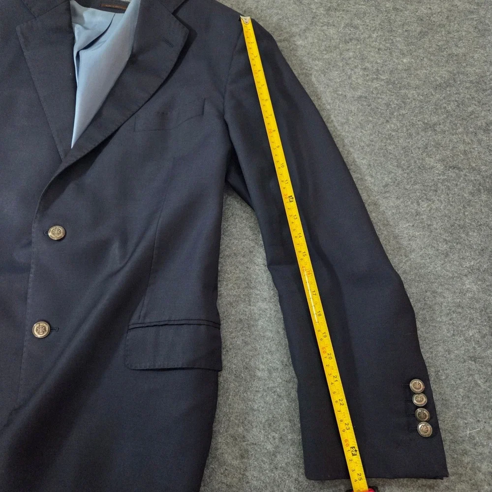 Loro Piana Wool J Hilburn Custom Navy Club Blazer Sport Coat Made Portugal 44R